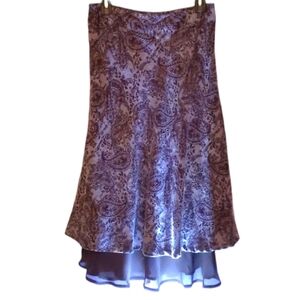 Linen Skirt, Sheer Lined Slip, Christopher & Banks, S Midi, 6, Mesh, Fit & Flare